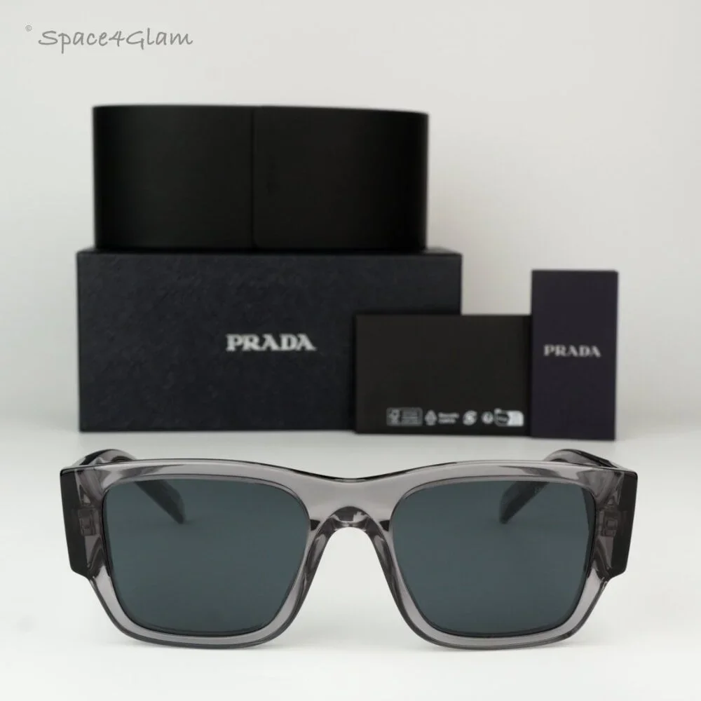 BRAND NEW Prada PR10ZS 16Z70B Transparent Asphalt Grey Square Unisex Sunglasses